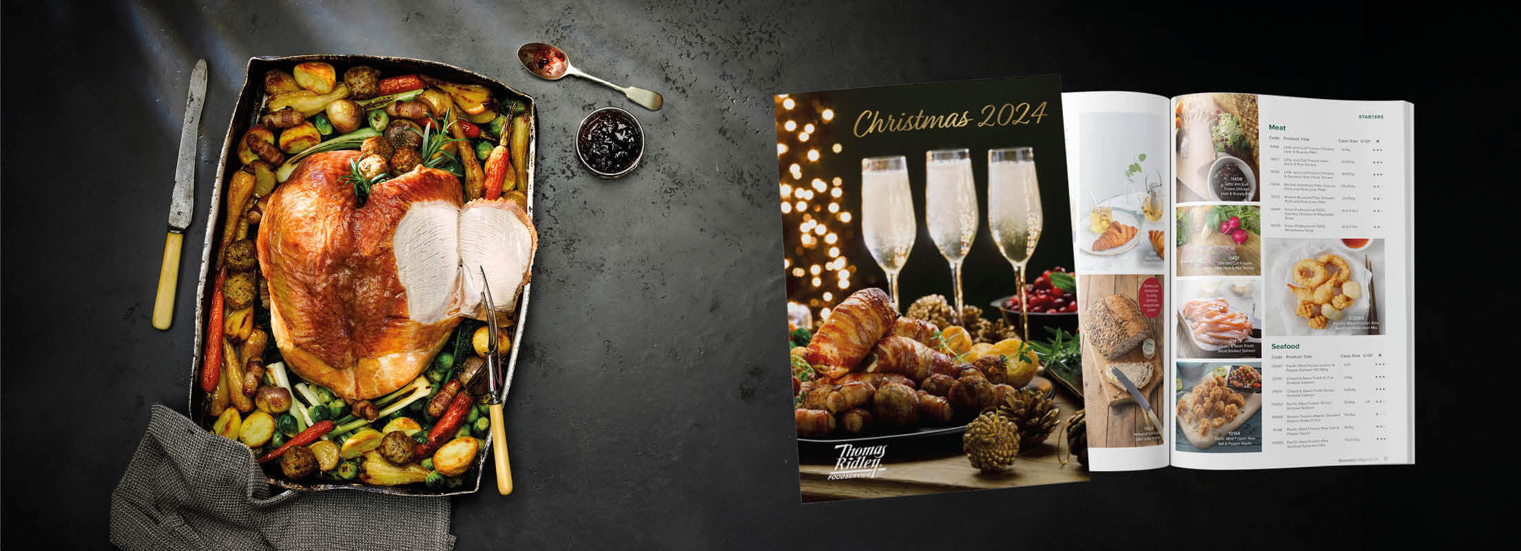 Christmas Dinner with front cover and inside of the brochure Christmas Dinner with front cover and inside of the brochure