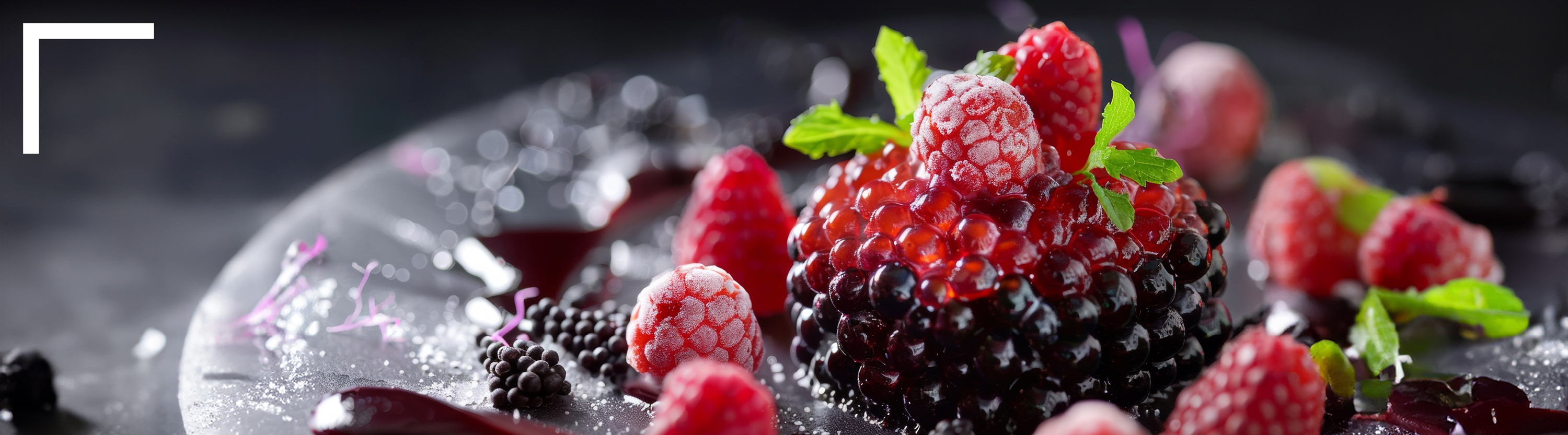 Spherification header showing little balls like raspberries and blackberries Spherification header showing little balls like raspberries and blackberries